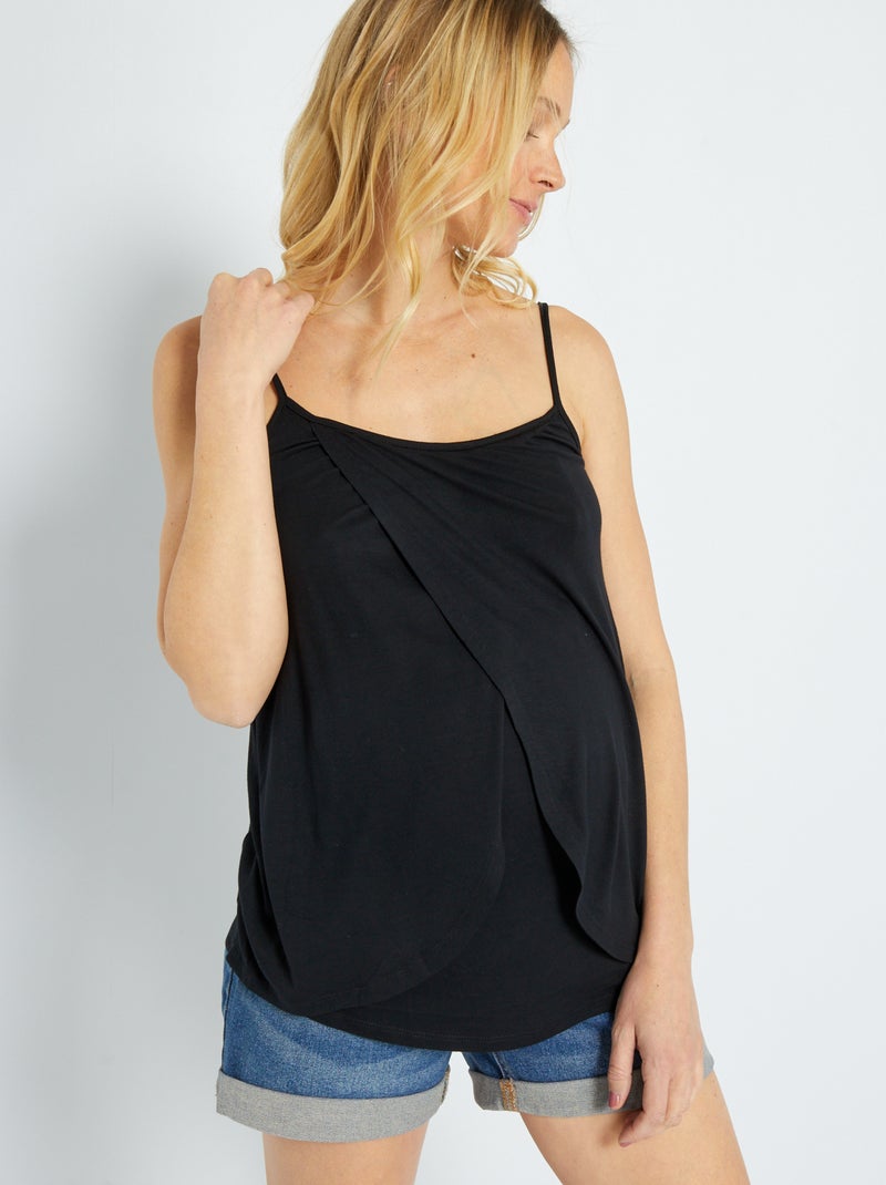 Camiseta de lactancia tirantes finos Negro - Kiabi