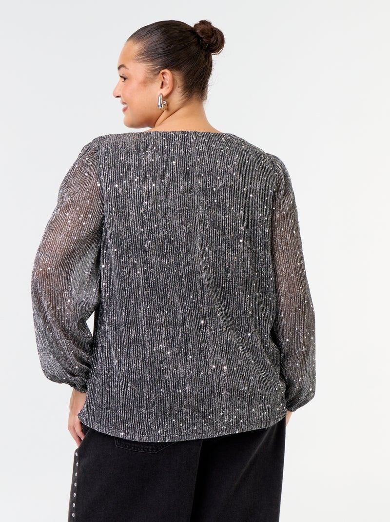 Camiseta de lentejuelas Gris - Kiabi