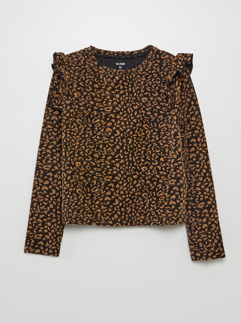 Camiseta de leopardo de lúrex NEGRO - Kiabi