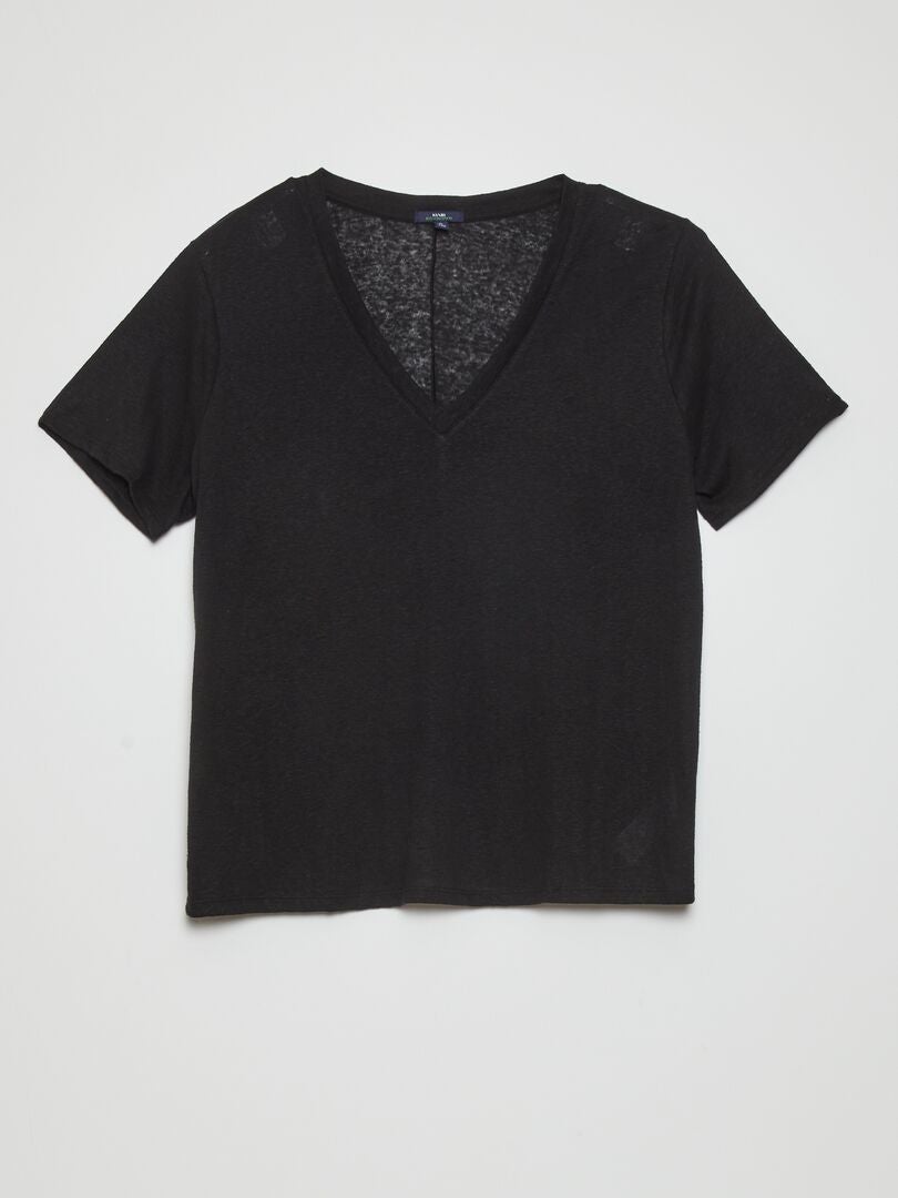 Camiseta de lino negro - Kiabi