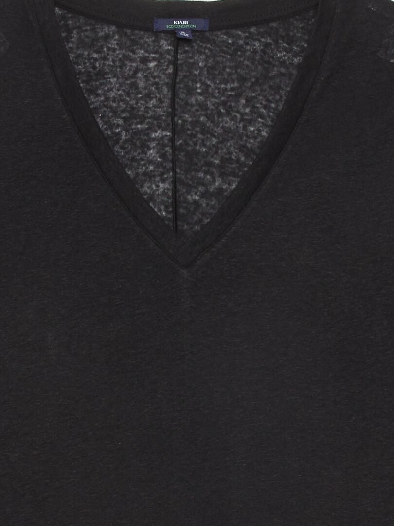 Camiseta de lino negro - Kiabi