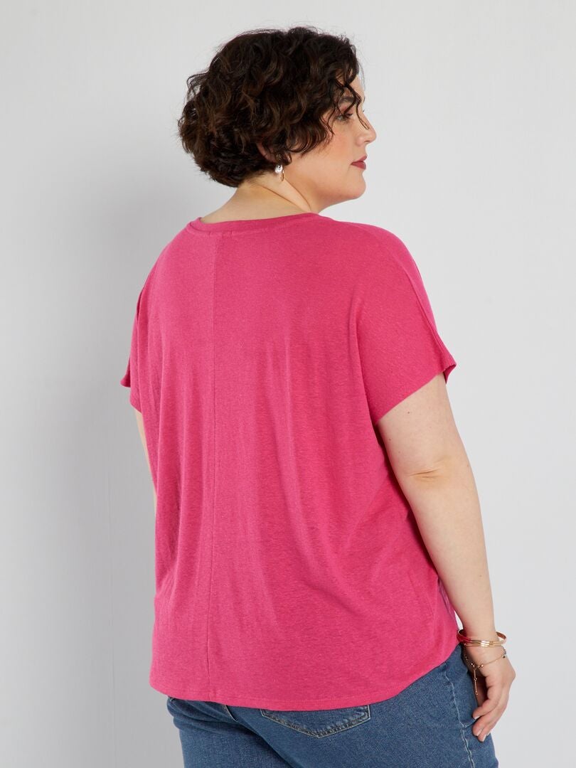 Camiseta de lino rosa - Kiabi