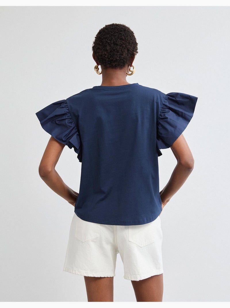 Camiseta de los volantes, MO Fashion Azul - Kiabi