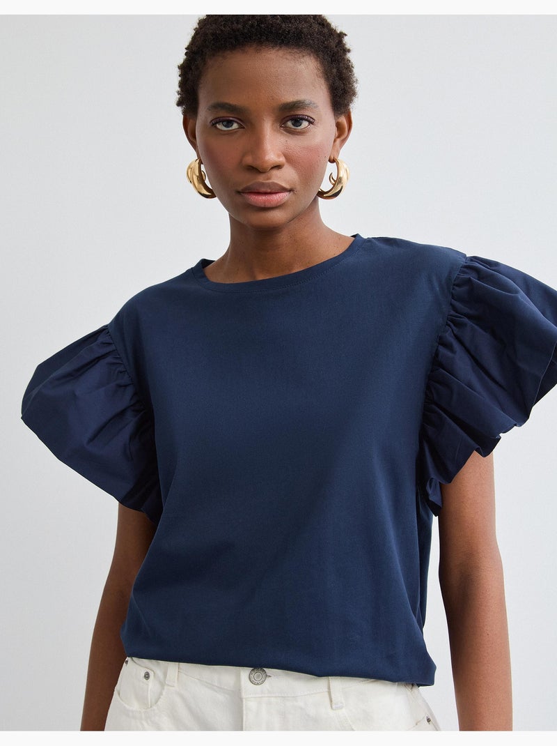 Camiseta de los volantes, MO Fashion Azul - Kiabi