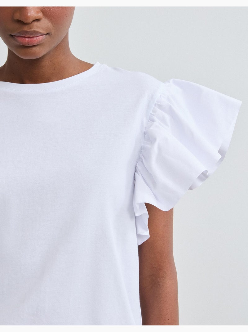 Camiseta de los volantes, MO Fashion Blanco - Kiabi