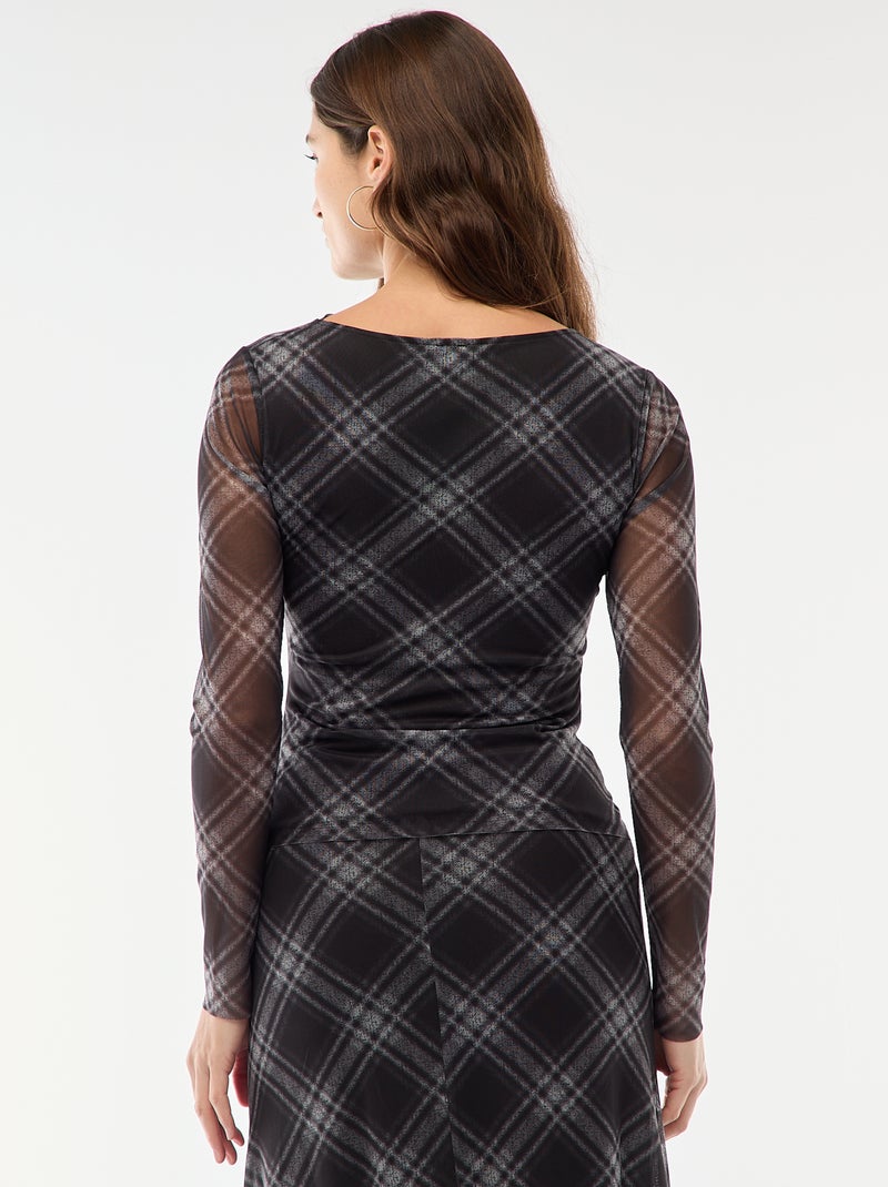 Camiseta de malla con fruncidos Gris - Kiabi