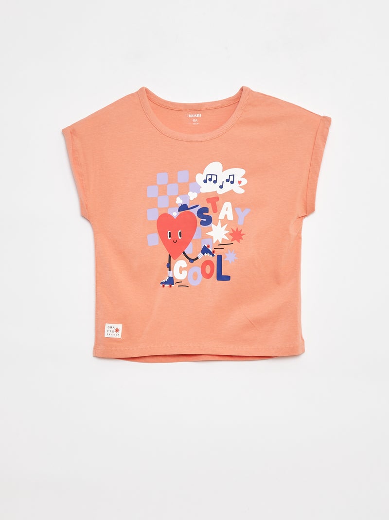 Camiseta de manga corta - Grafik Edition Naranja - Kiabi