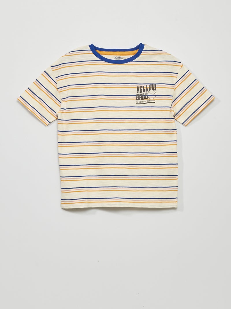Camiseta de manga corta a rayas BLANCO - Kiabi