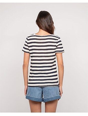Camiseta de manga corta a rayas FIGO