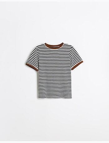 Camiseta de manga corta a rayas, mo fashion