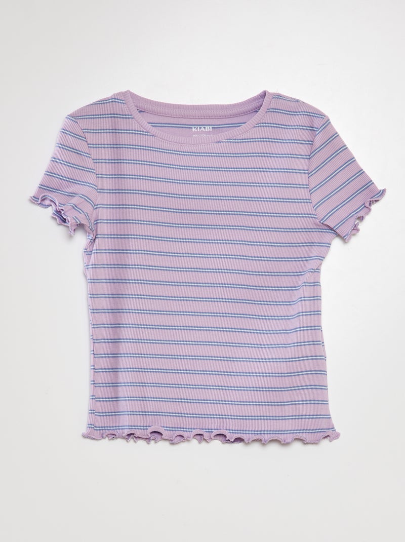 Camiseta de manga corta a rayas PURPURA - Kiabi