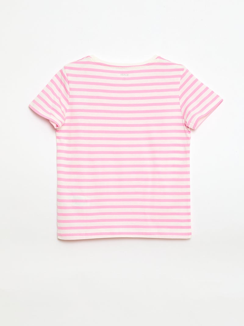 Camiseta de manga corta a rayas Rosa - Kiabi