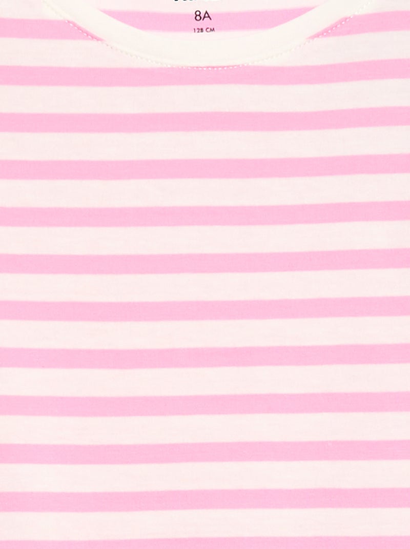 Camiseta de manga corta a rayas Rosa - Kiabi