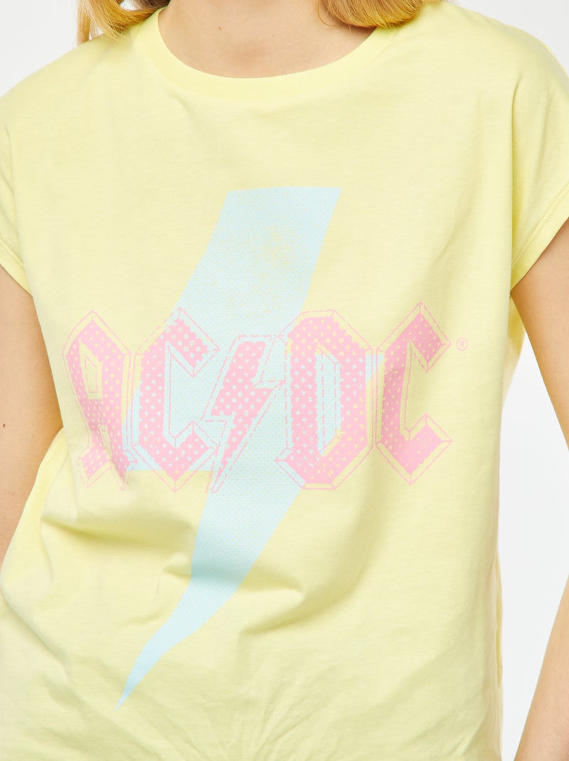 Camiseta de manga corta 'AC/DC' amarillo - Kiabi