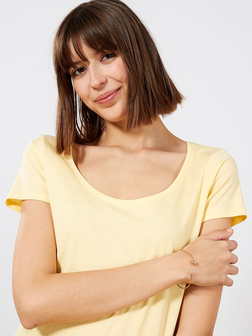 Camiseta de manga corta amarillo - Kiabi