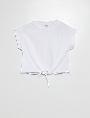 Camiseta de manga corta anudable en el bajo