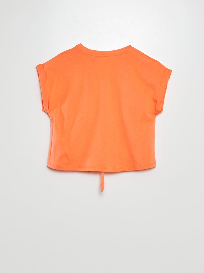 Camiseta de manga corta anudable en el bajo NARANJA - Kiabi