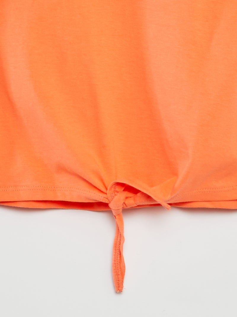 Camiseta de manga corta anudable en el bajo NARANJA - Kiabi