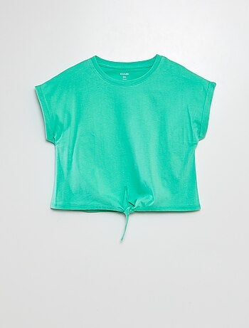 Camiseta de manga corta anudable en el bajo
