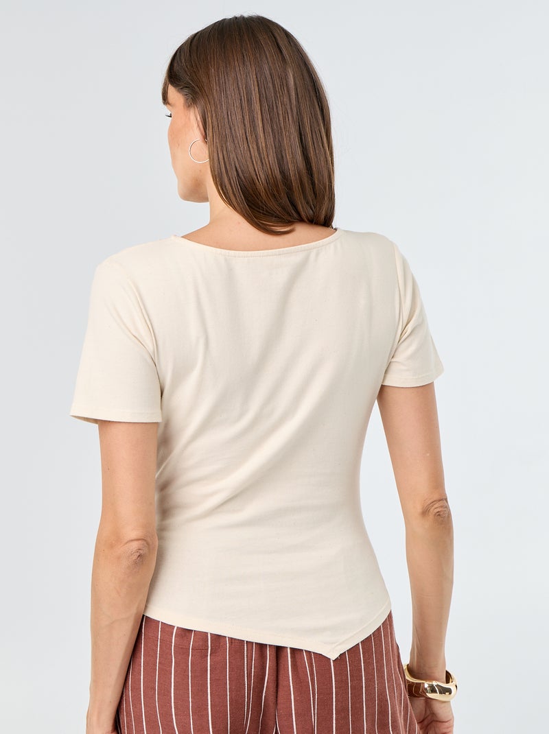 Camiseta de manga corta asimétrica Blanco - Kiabi