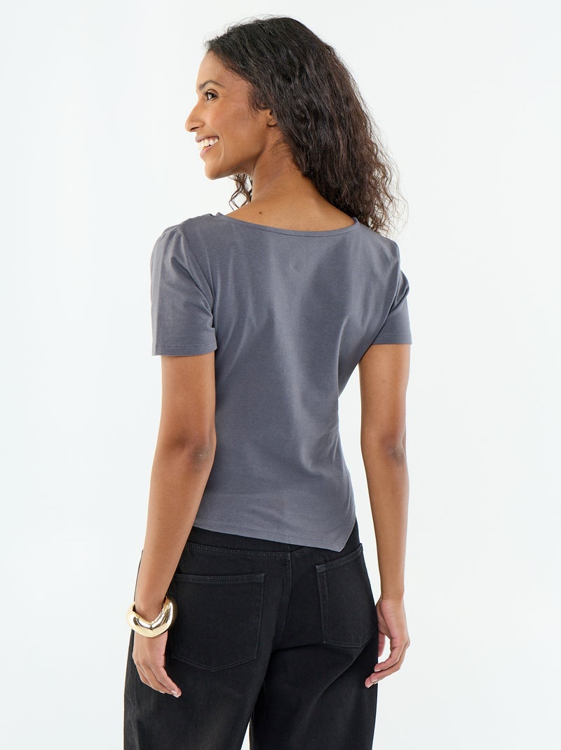 Camiseta de manga corta asimétrica Gris - Kiabi