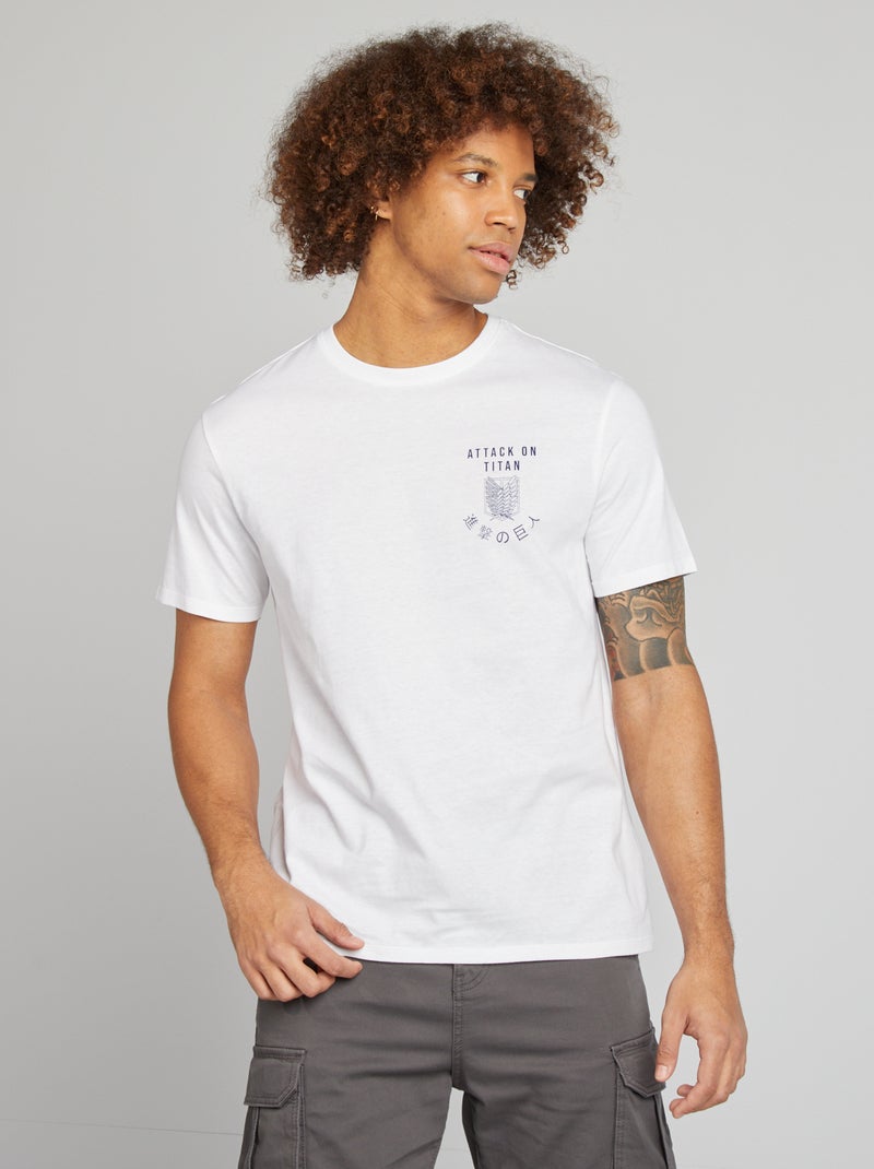 Camiseta de manga corta 'Ataque a los Titanes' blanco - Kiabi