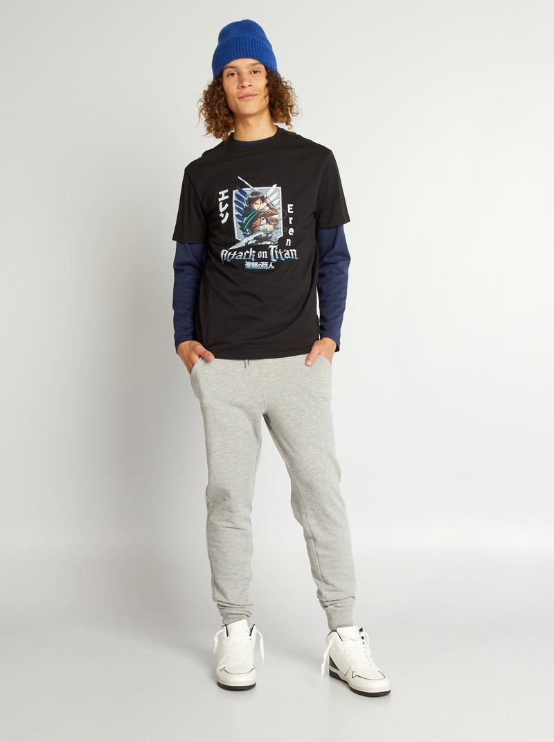 Camiseta de manga corta 'Ataque a los Titanes' NEGRO - Kiabi