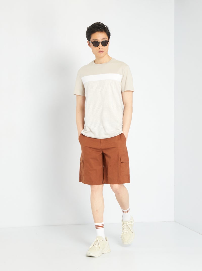 Camiseta de manga corta beige - Kiabi