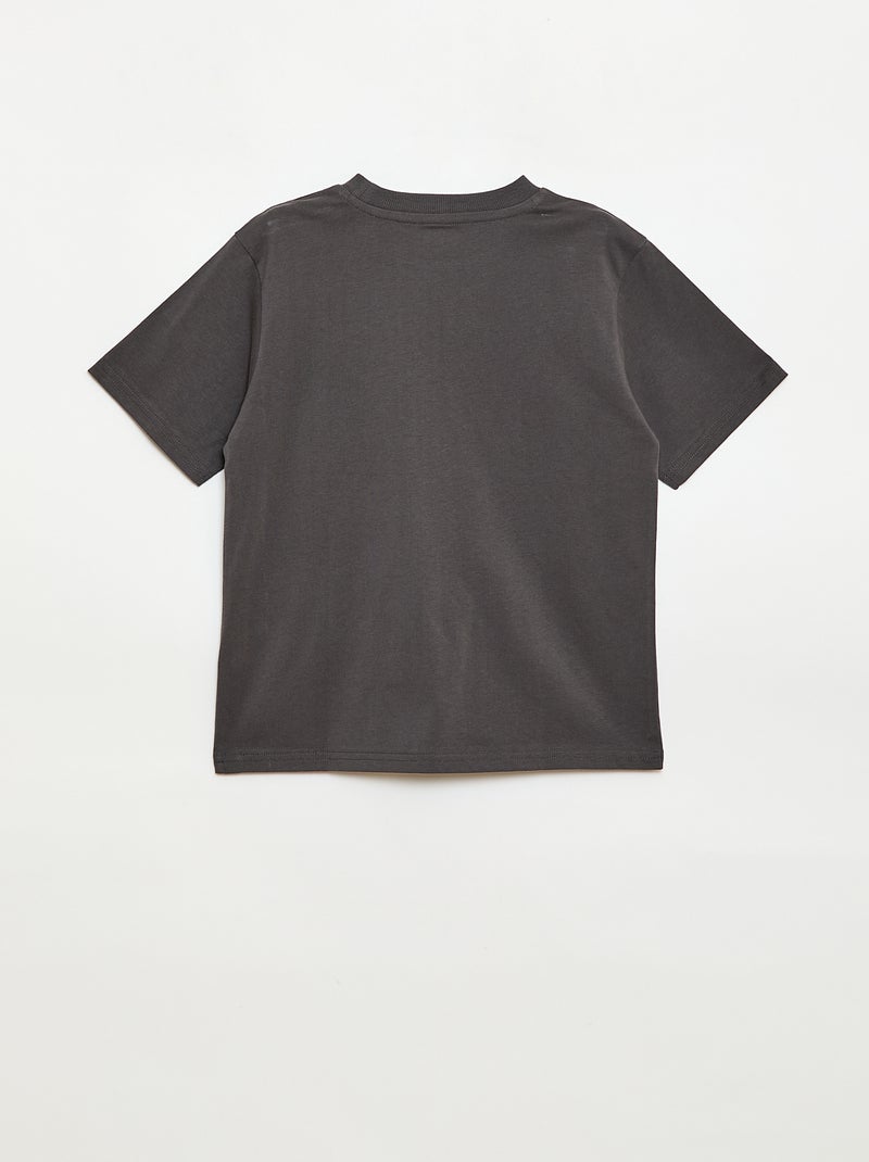 Camiseta de manga corta bordada Gris - Kiabi
