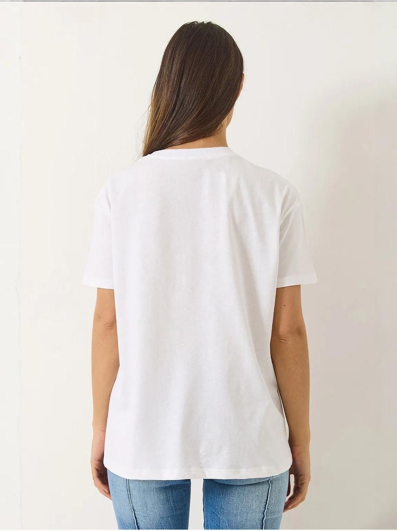Camiseta de manga corta con accesorios de mariposa y adornos de piedras lucci Blanco - Kiabi