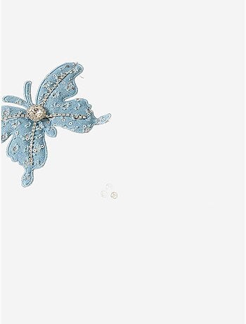 Camiseta de manga corta con accesorios de mariposa y adornos de piedras lucci