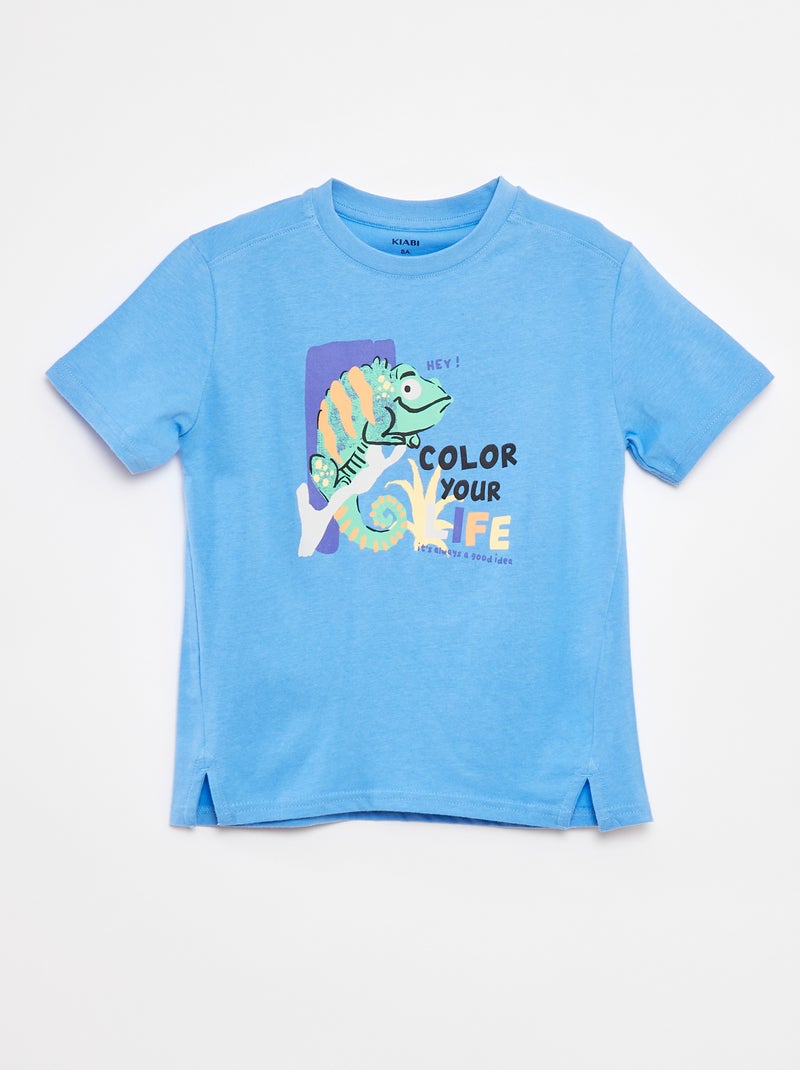 Camiseta de manga corta con adorno AZUL - Kiabi