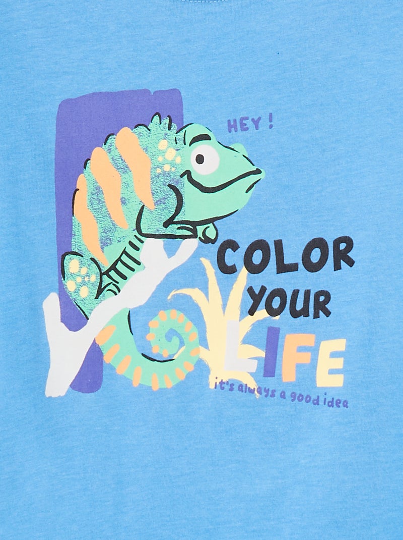 Camiseta de manga corta con adorno AZUL - Kiabi