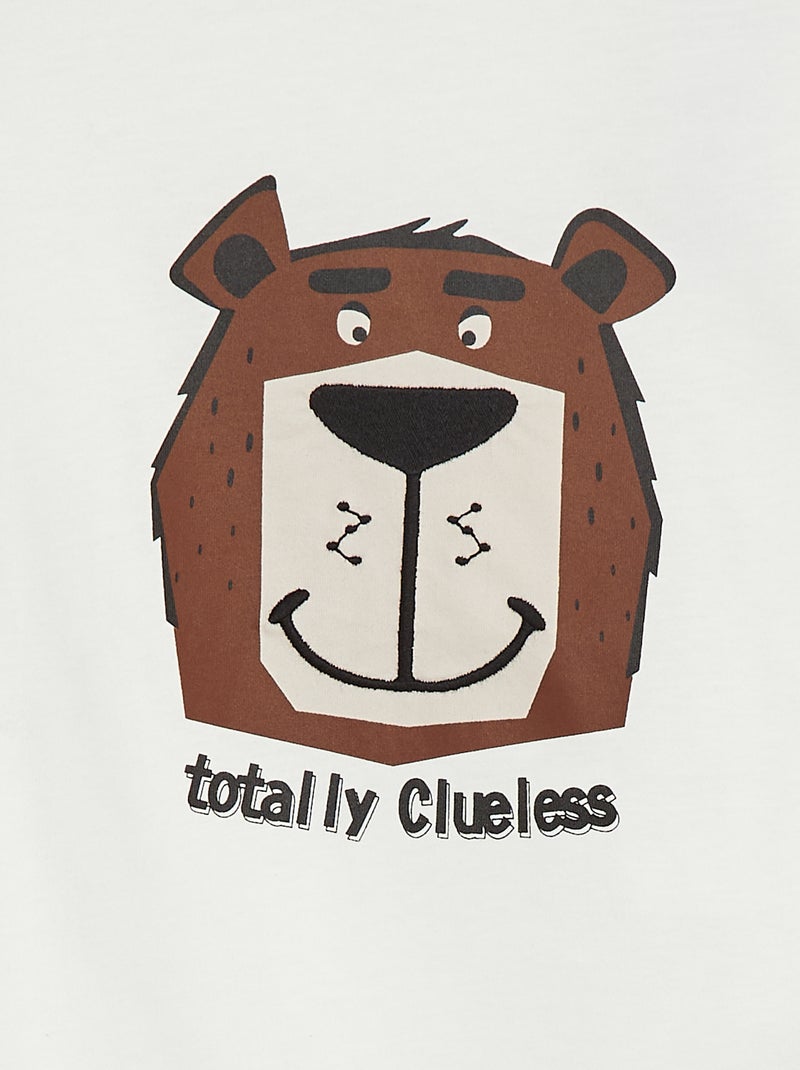 Camiseta de manga corta con adorno Beige - Kiabi