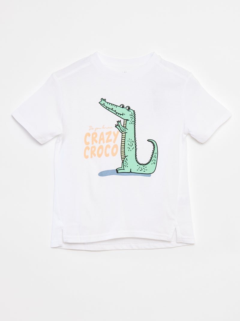 Camiseta de manga corta con adorno BLANCO - Kiabi