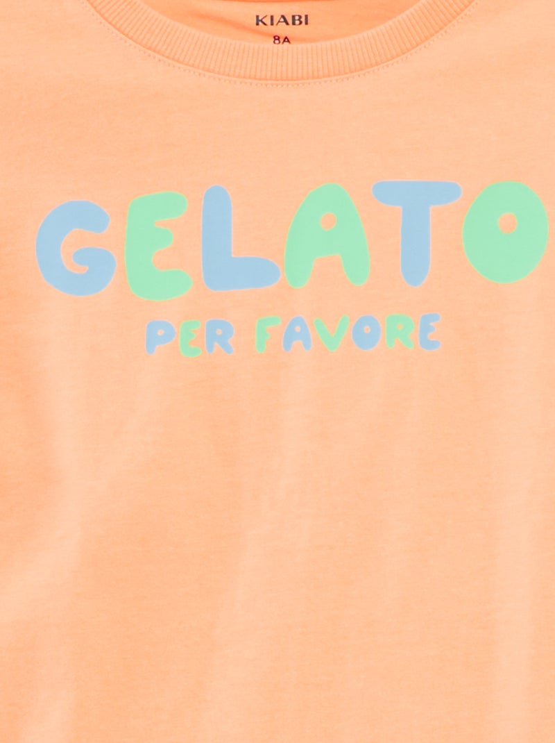 Camiseta de manga corta con adorno NARANJA - Kiabi