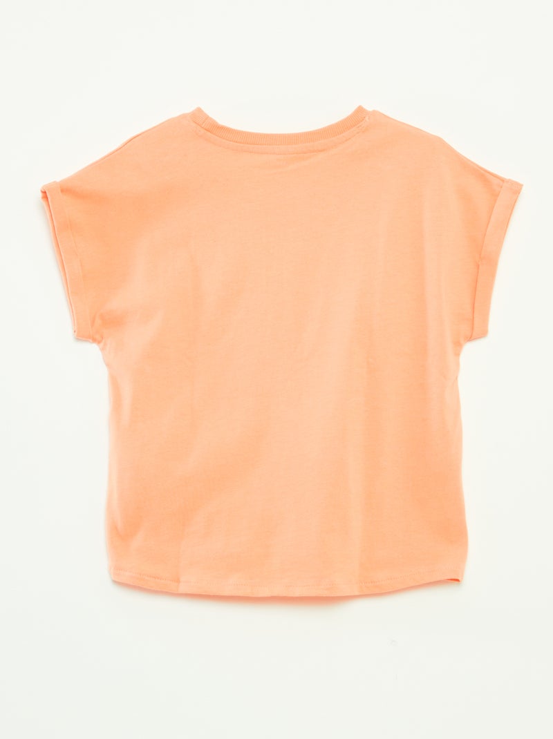 Camiseta de manga corta con adorno NARANJA - Kiabi