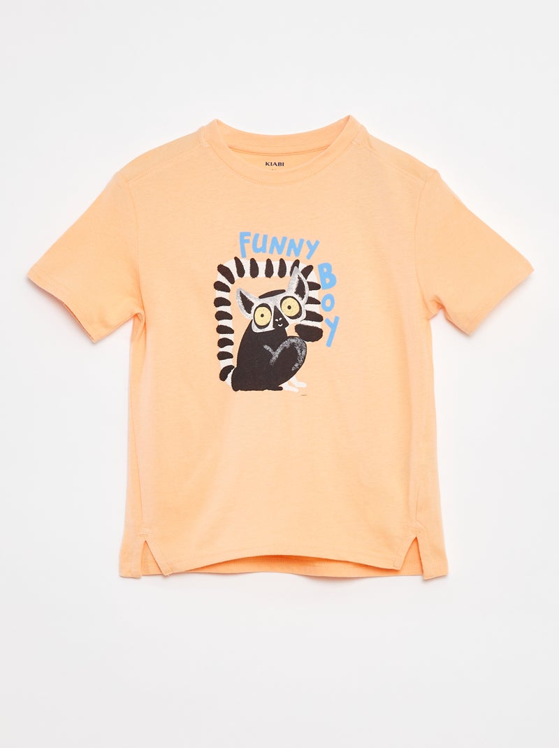 Camiseta de manga corta con adorno NARANJA - Kiabi