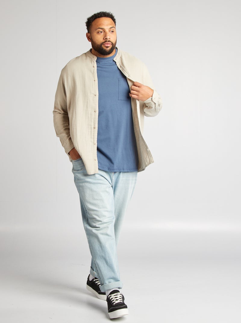 Camiseta de manga corta con bolsillo en el pecho AZUL - Kiabi