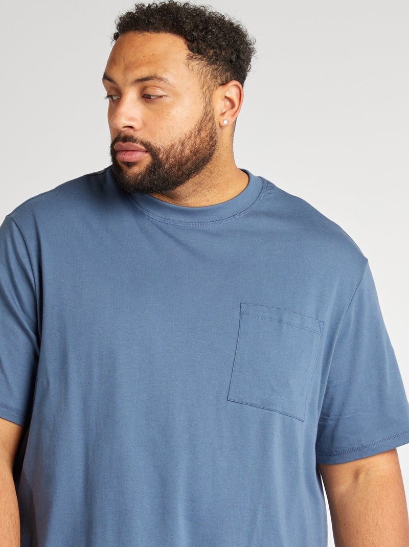 Camiseta de manga corta con bolsillo en el pecho AZUL - Kiabi