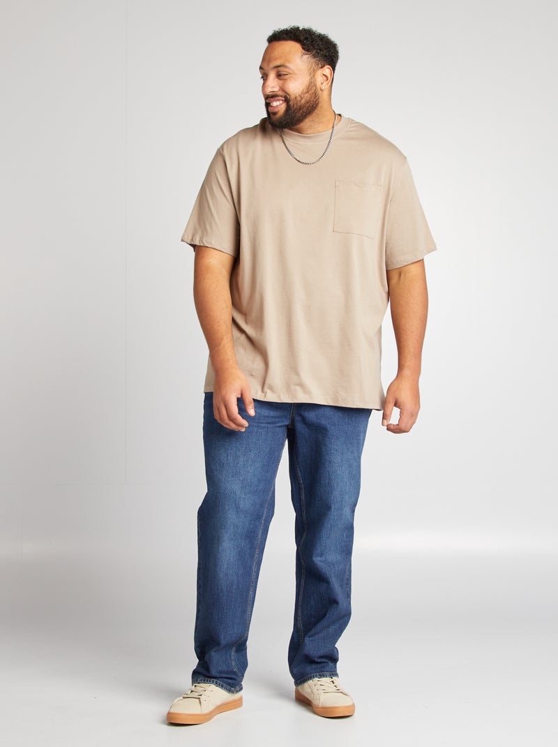 Camiseta de manga corta con bolsillo en el pecho BEIGE - Kiabi