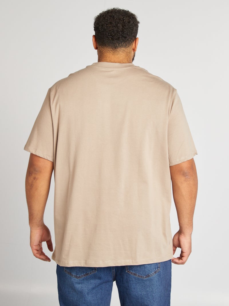 Camiseta de manga corta con bolsillo en el pecho BEIGE - Kiabi