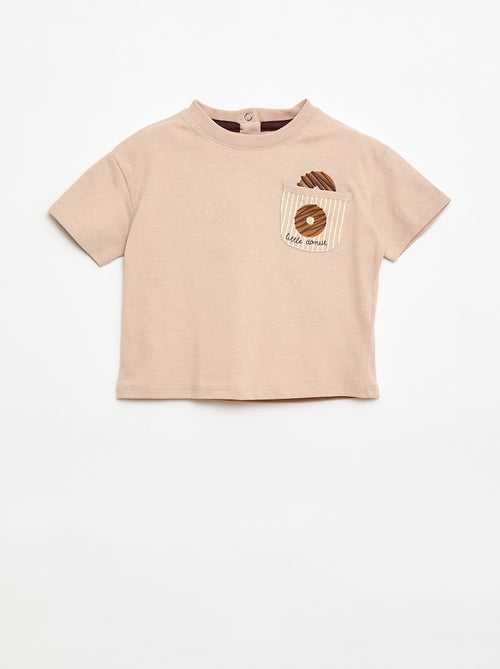 Camiseta de manga corta con bolsillo en el pecho estampado - Kiabi