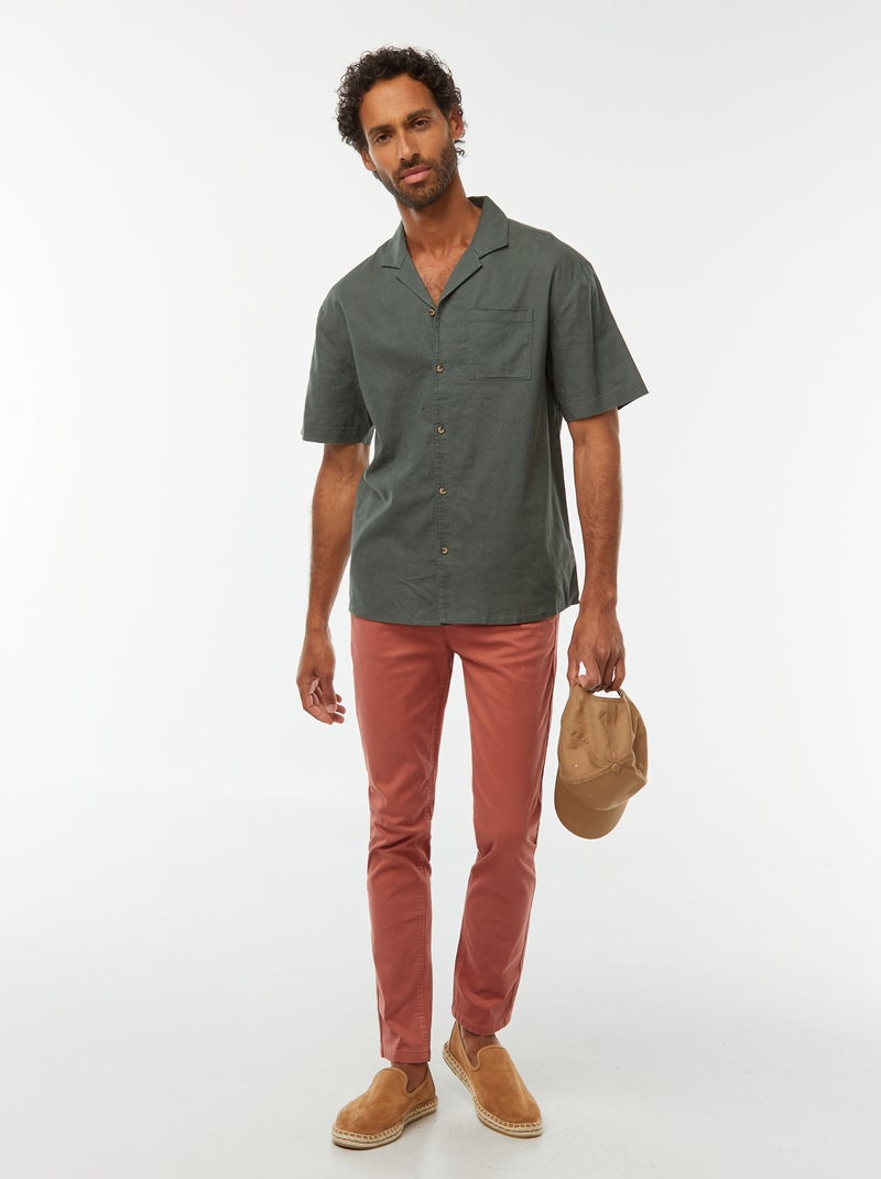 Camiseta de manga corta con bolsillo en el pecho Kaki - Kiabi