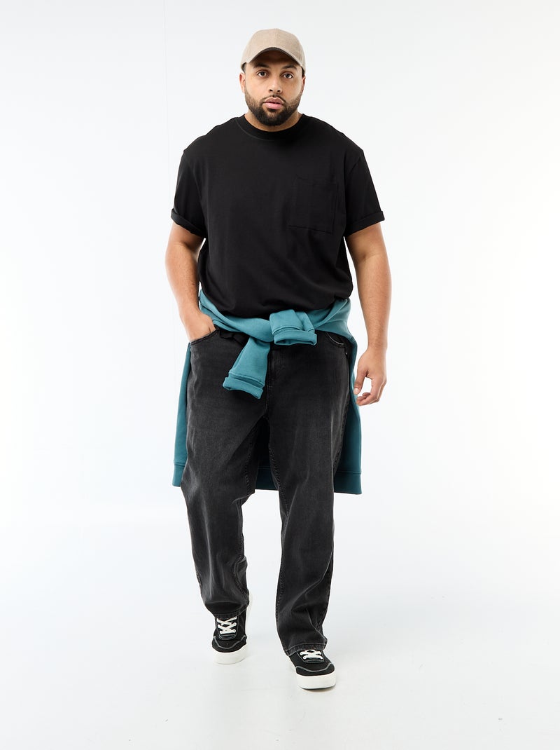 Camiseta de manga corta con bolsillo en el pecho Negro - Kiabi