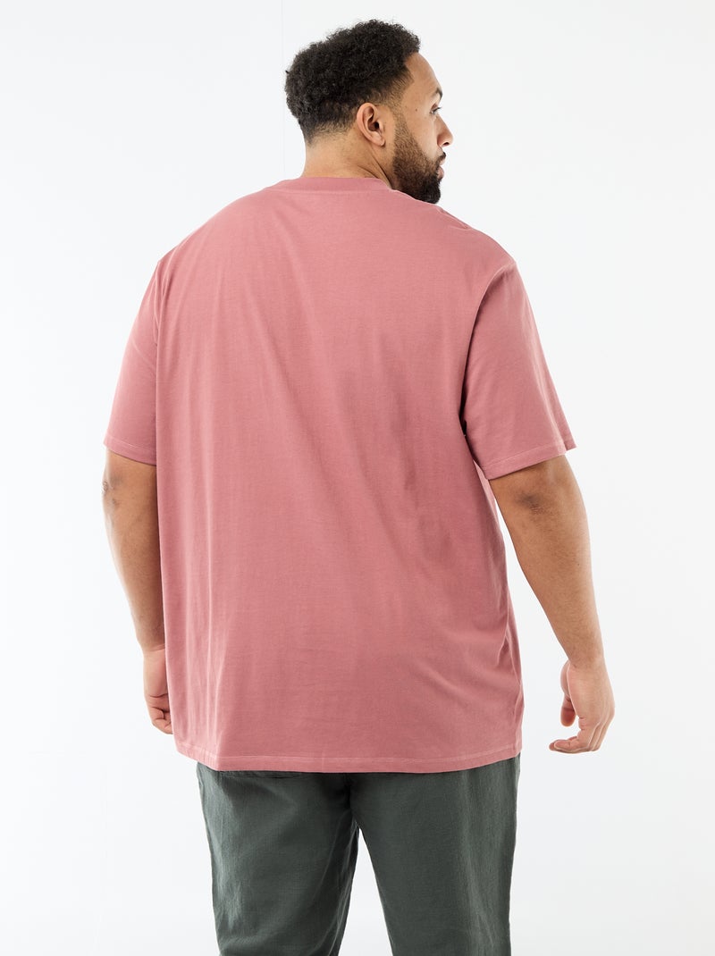 Camiseta de manga corta con bolsillo en el pecho Rosa - Kiabi