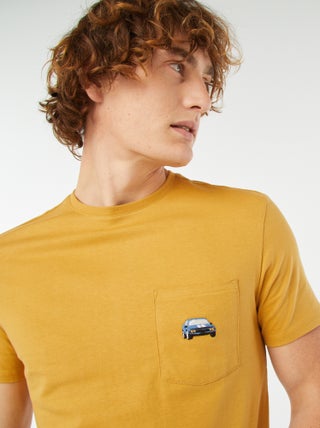 Camiseta de manga corta con bolsillo en el pecho y bordado
