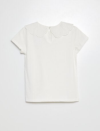 Camiseta de manga corta con bordado inglés