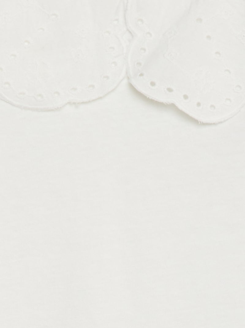 Camiseta de manga corta con bordado inglés BLANCO - Kiabi