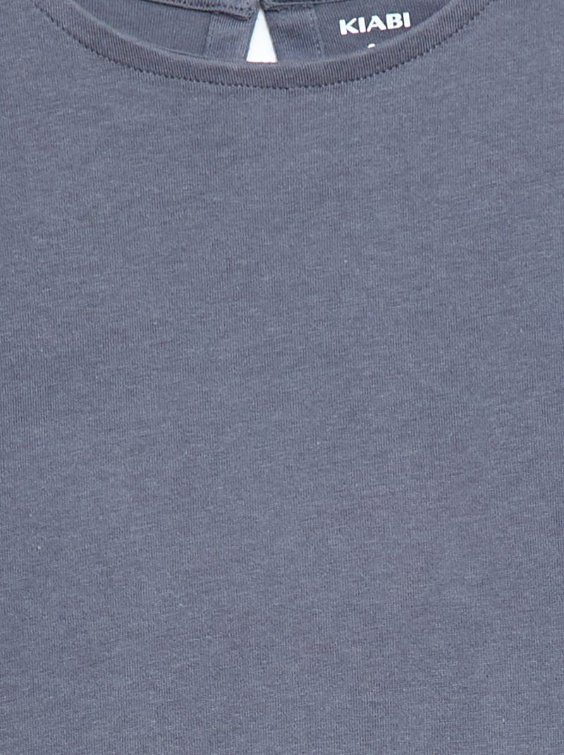 Camiseta de manga corta con bordado inglés Gris - Kiabi